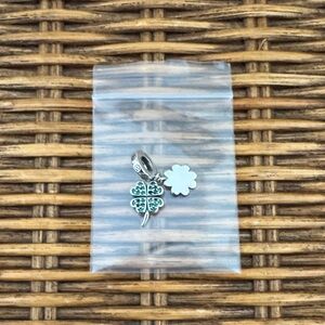 925 Sterling Silver and Green Clover Charm